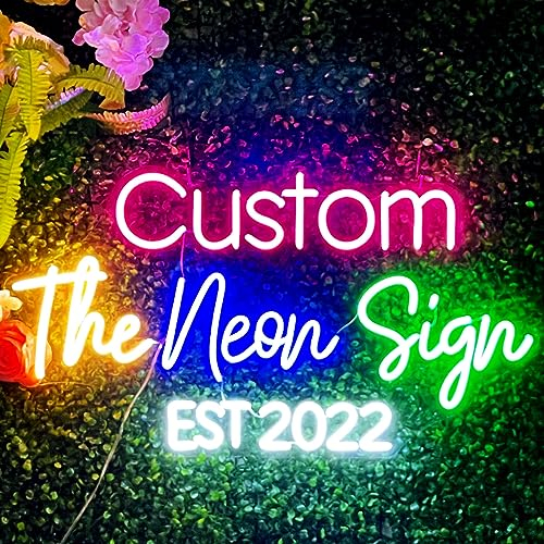 Neon Sign Personalisiert LED Leuchtschilder Custom Neon Schild für Dekoration Personalisierte Leuchtschilder für Hochzeit Geburtstag Party Geschenk (2 Zeilen Text, 66cm)