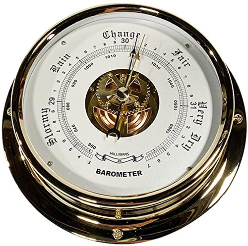 Hochpräzises Barometer, professionelles Aneroid-Barometer, goldenes Perspektivfenster, Luftdruck 1060 hPa, für Navigation, Luftfahrt, Bergsteigen, Landwirtschaft, Haushalt, Wetterstation - 15 cm