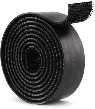 3M Dual Lock 25 mm x 1.2 m Schwarz 1 Rollen | Wiederverschließbares Ineinandergreifendes, Pilzförmiges, Stark Hakenverschluss Klebeband, für Den Innen und Außenbereich