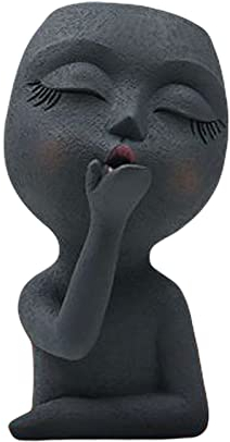 Generic Pflanztopf - Kopf Pflanzgefäß - Lady Faces Blumentopf - Mädchen Kopf - Harz Pflanzgefäß - Schwarz - Indoor Decor