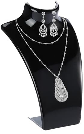 Hapivida Support d'Affichage de Bijoux, Support d'Affichage de Buste de Collier Support d'Affichage de Collier Modèle de Mannequin de Magasin Support de Bijoux(Le noir)
