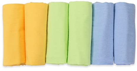 FENSILO Moltondukar, 6-pack flanellblöjor av 100 % bomull – 80 x 80 cm, moltonblöja, dregellappar, bebis, spottduk, flanell, moltonduk, unisex, dregellappar, för pojkar eller flickor, gul, grön, blå