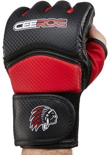 MMA Handschuhe Grant Premium Qualität vorgekrümmt mit Daumen für Krav MAGA, Kampfsport, Grappling Sandsack Training Kampfspoethandschuhe im Carbon Look (L/XL)