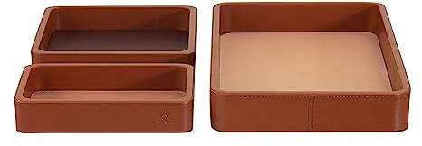 DuDu 3-teiliges Leder-Taschenleerer-Set, Aufbewahrungstablett für zu Hause, auf dem Schreibtisch oder im Büro, als Schlüsselhalter, für Münzen, fürs Handy Zimt