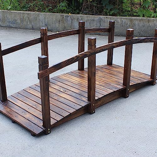 Gruytoie Ponti da Giardino per Esterni 4,6 Piedi, Ponte in Legno con Decorazioni da Giardino Ad Arco con Binari, Passerella per Laghetto Ornamentale su Cui Camminare, per Parco della Fattoria