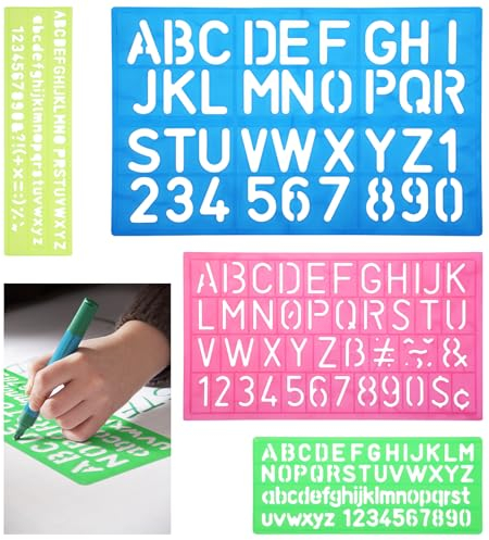 TIESOME 4Stück Buchstaben Schablonen Set aus Kunststoff, Alphabet-Schablone, Buchstaben, kleine Zahl, Schablonen Lineal Guide Set für Kinder lernen Zeichenschablone Malen Heimwerken