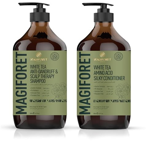 MagiForet Lot 2 shampoings et après-shampoings anti-pelliculaires 500 ml Cuir chevelu sec Squameux Aide lutte pellicules Apaise cuir chevelu démangeaisons