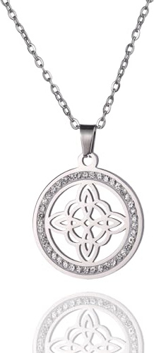 UNIFT Collier nœud de sorcière pour femme en acier inoxydable avec pendentif nœud celtique irlandais à 4 pointes