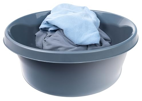 KADAX Matte Plastikwaschschüssel, Kunststoffschüssel, Runde Spülschüssel, Robuste Waschschüssel, Haushaltswasserschüssel für Badezimmer, Allzweck-Wanne (Dunkelgrau, 4L)