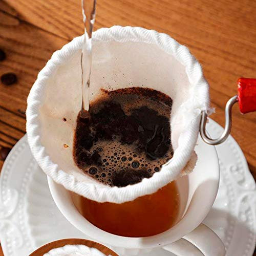 Akozon 101 Filtre à café, Coton Flanelle D Cafetière Manche en Bois Tissu café Filtre Sac Accessoires 105mm (86MM)