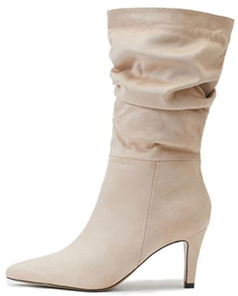 ticticlily Bottes Femmes En Daim Bottes Aux Genoux Coupe Large Avec Bloc Talon Cowgirl Bottes De Cowboy Moto Bottes De Combat Rétro Hiver Chaud C Abricot 38 EU