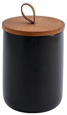 Shilanmei Ceramic Tea Coffee Sugar Canisters with Airtight Seal Lid 27.05oz | Ceramic Kitchen Canisters, Biscuit Tin for Sugar, Spices, Counter Use Black