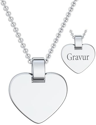 Kinder Herzkette gravierbar Silber 925, Herz Kette Halskette Mädchen