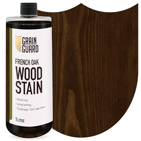GRAIN GUARD French Oak Wood Stain 1L – Water Based Wood Stain for Furniture, Doors & Cabinets – Interior Wood Dye, Low Odour, Eco Friendly, Non Toxic, Quick Dry, Easy Application | Eco-Friendly, Non-Toxic, VOC-Free Formula - For Furniture, Doors, Cabinets & Skirting - Quick Dry, Low Odour, Easy Apply