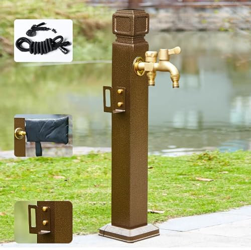 Garten WassersäUle Outdoor-Wasser-Brunnen Hof Retro Post Wasserhahn, Gefrierbruch Garten Wassersäule, Aluminium-Legierung Yard Hydrant Freistehende Garten Schlauchhalter, Wasserfall Typ Wasserabfluss