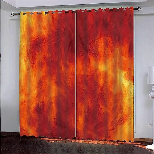 Vorhang Blickdicht Gardinen Mit Ösen - 2 Stücke Verdunklungsvorhänge 3D Rotes Aquarell Muster Thermovorhang Für Kinderzimmer Schlafzimmer Weihnachtsgardinen-7F4J1K6C8G7