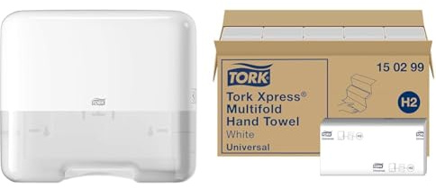 Tork Mini Spender für Zickzack und Lagenfalz Papierhandtücher 553100 & Xpress Multifold Papierhandtücher 150299 - H2 Universal Falthandtücher