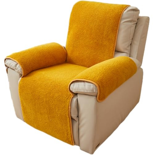 HonunGron Wende Sesselschoner Sherpa Schonbezug Ruhesessel Bezüge Für Fernsehsessel Relaxsessel Thick Warm Fleece Sesselschutz Sofaüberwurf Schutzbezug Sesselhusse (Gelb,76 * 231cm)