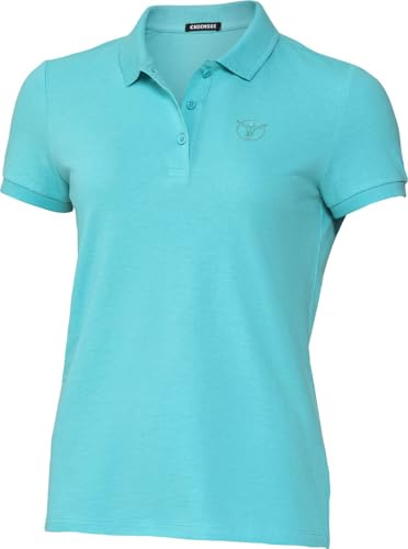 Chiemsee Poloshirt Damen, Tshirt Damen aus 100% Baumwolle, atmungsaktives Kurzarm Shirt mit klassischem Polokragen, Türkis, Gr. M