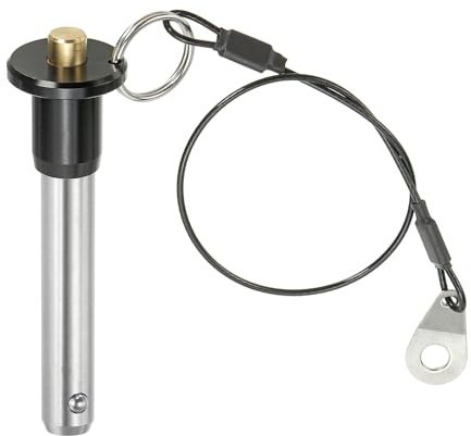 PATIKIL Spilla a Sgancio Rapido 1/2 x 1.97, Perno Bloccaggio a Sfera Acciaio Inossidabile 304, Perni Posizionamento Sicurezza con Pulsante, Cavo Sicurezza da 25 Cm (12 x 50mm)