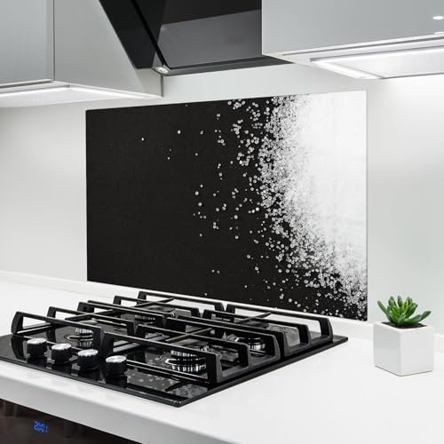 ARTHUB® Küchenrückwand aus Glas 70x100 cm, 4mm ESG | Spritzschutz, Glasplatte, Herdspritzschutz, Wandschutz für Herd, Hartglas, Lebensmittel, Gewürze, Salt Texture
