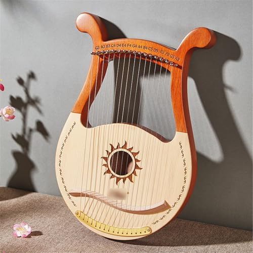 Lyre Harfe Anfänger 19 Saiten Harfe Instrument Tragbar Mit Tuningschlüssel Ersatzstränge, Schoßharfe für Auftritte Im Freien, Hochzeiten Hebelharfe(Weiß)