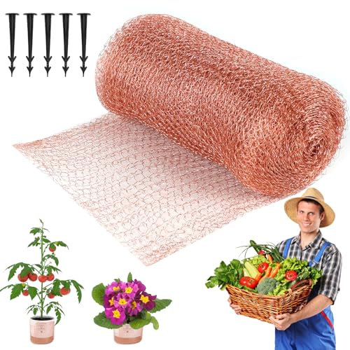 JOLIGAEA Copper Netting, 12.7 cm x 12 m Copper Tape for Slugs, Snail Fence, Garden Netting, Copper Mesh Pest Control, Flexible Copper Garden Snail