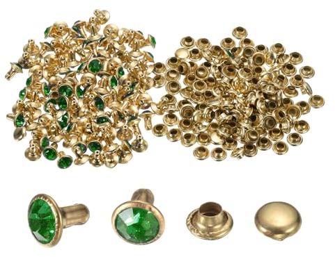 sourcing map 100 rivetti in cristallo da 6 mm, con strass, rivetti rapidi per abbigliamento, artigianato in pelle, tessuti, artigianato, decorazione, artigianato in pelle, fai da te, artigianato in