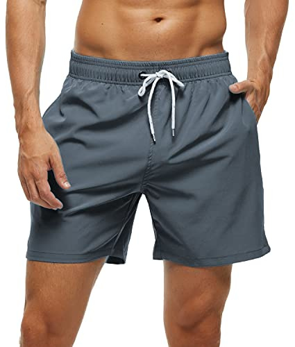 Arcweg Bañador Hombre 2 en 1 Bañador de Secado Rápido con Forro de Malla y Cordón de Ajuste para Playa Bañador Casual Impermeable para Piscina Verano Gris 3XL(EU)
