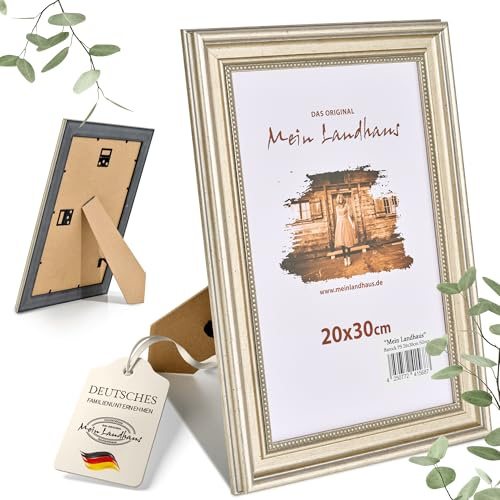 Mein Landhaus Bilderrahmen Wien Silber 15x20 cm, Barock Fotorahmen mit Echtglas, Vintage Classic Metalloptik, Tisch- und Wandrahmen, Hoch- und Querformat