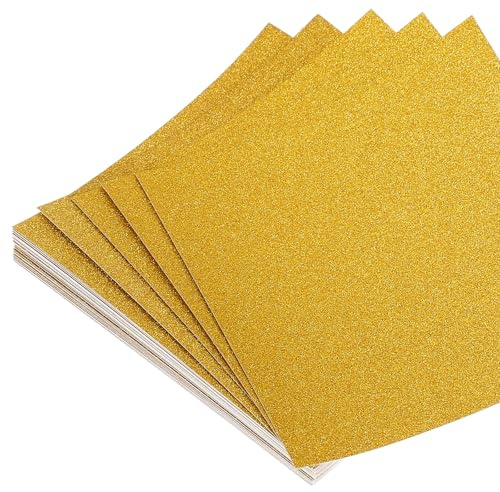 QUARKZMAN 50 Blatt Glitzer Origami Papier 4x4 Zoll Bastelfaltblätter Gold | Glitzernde Quadratische Faltblätter, 10x10 cm, Für DIY Bastel- und Kunstprojekte