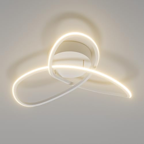 LQWELL Modern LED-taklampa, 24,5cm, klöverbladsdesign, 22W 3000K 2420LM IP44 Vattentät Tillverkad av metall + akryl för badrum sovrum vardagsrum kök källare kontor