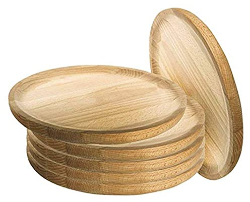 Acan Tradineur - Lot de 6 assiettes en bois spécial poulpe de 14 cm de diamètre, pour la maison ou l'hôtellerie. Set de 6 récipients pour servir des aliments, pour viandes, charcuterie, fromages.