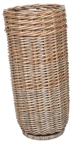 Decorative Wicker Umbrella Stand Rattan Walking Stick Holder Large Capacity | Rattan Umbrella Organizer, Natural Umbrella Storage Stand, Spacious Interior for Umbrellas and Walking Sticks