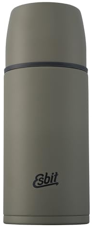 Esbit Classic Isolierflasche 750ml - Thermoskanne für warm & kalt - Thermosflasche mit 2 Bechern - Trinkflasche Edelstahl - Auslaufsicher - Olivgrün