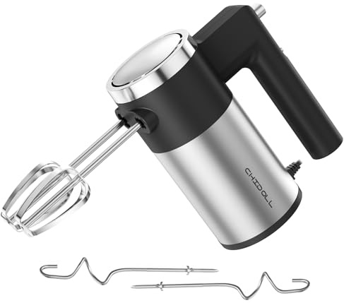 Powerful 600W Hand Mixer, 5-Speed Electric Hand Held Mixer for Baking, Lightweight Stainless Steel Hand Beaters *2 & Dough Hooks*2 with Eject Button, Kitchen Mixer for Cream, Cookies, Dough-Black
