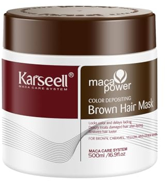 Karseell Maschera Capelli Marroni 500ml – NON è una Tinta – Maschera Colorante Capelli Ripristina e Valorizza i Toni Marroni dei Capelli Trattati con Colorazioni