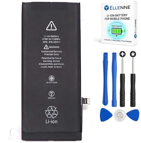 ELLENNE Batterie pour Apple iPhone XR de 2942 mAh avec kit de tournevis | Batterie pour iPhone XR de 2942 mAh avec kit d'outils pour le démontage