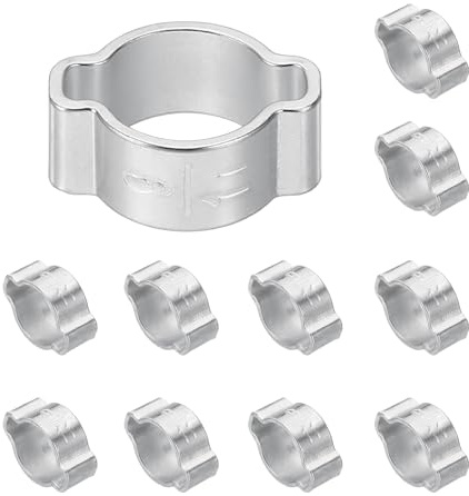 PATIKIL 12 Pcs Collier À Double Oreille 9-11mm Anneaux De Serrage | Collier En Acier Inoxydable 304, Pour Raccordement De Tuyaux À Carburant Essence