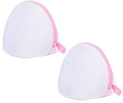 2 Stück BH Wäschenetz für Waschmaschine BH Waschbeutel für Waschmaschine Wäschenetz Klein Netz für Waschmaschinen Bra Wäschesack Klein Netze Wäschesack Mit Reißverschluss Weiß-Rosa für BHs