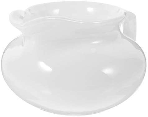 SHINEOFI Bricco in Ceramica Bianco per Latte e Salse, Capacità Moderata, Facile da Pulire, Design Semplice e Rotondo per Cucina e Tavola Elegante