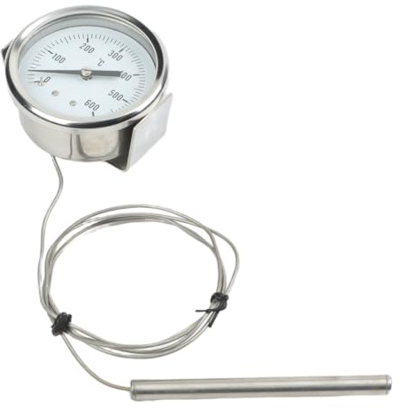 YobiLife Termometro ad alta temperatura per forni e caldaie, termometro a sonda in acciaio inox 0-600 °C con quadrante da 68 mm, adatto per applicazioni industriali e di riscaldamento domestico