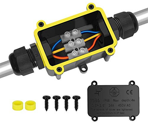 YS Junction Box Outdoor Waterproof IP68 2-Way Line M25 Cable Connector Wire Range 4-12mm Power Cord External Sleeve Coupler Protection Box