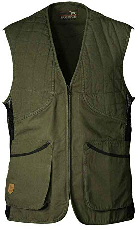 K&S Outdoors Herren Schießweste Hunter Oliv Rautensteppmuster für Links- und Rechtsschützen Jagdweste Trap Skeet aus Baumwolle (3XL (60))