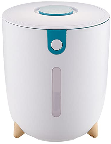 ZHOUMO XIANJUN 10kg Airtight Rice Dispenser with Measuring Cup Large Grain Storage Bin Storage Box with Lid Household Cereal Bucket for Dry Food Flour Beans Grain, Blue, Grey, Pink, 10.02x9.05in