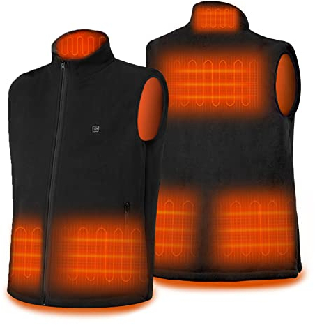 DR.PREPARE Beheizbare Weste Herren Fleeceweste Damen Heizweste Einstellbar Wärmeweste Elektrisch Heheizte Unisex Fleece Beheizte Weste Herren Damen Kleidung für Außen Reisen Sport Freizeit Schwarz XL