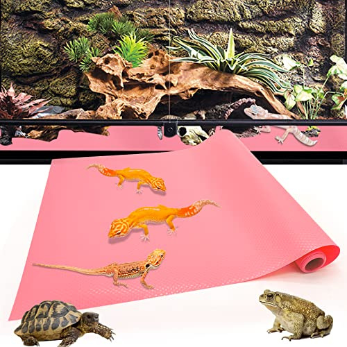 Bearded Dragon Tank Accessories Reptile Tank Accessories Leopard Gecko Tortoise Habitat Accessories Reptile Terrarium Carpet Substrate for Non-adhesive Reptile Habitat Bedding(pink 79inch) (Pink)