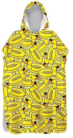 FANSU Handtuch Poncho Mikrofaser Andern Sie Robe,Surfen Wechseln Handtuch Robe mit Kapuze,Schwimmen Schnorchel Strand Poncho für Kinder Erwachsene (80x145cm,Ente)