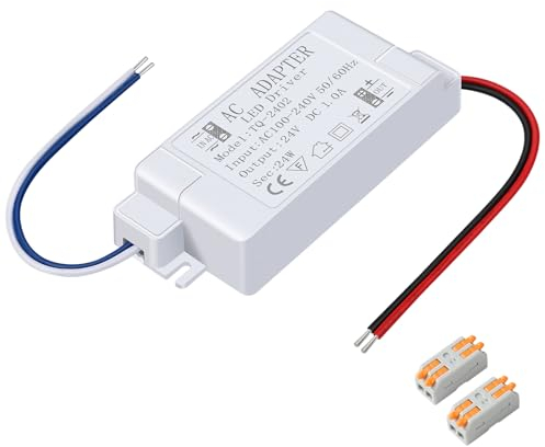 Karyoosi LED Trafo 24V 1A 24W, LED Transformator Netzteil, Flimmerfrei, Geräuschlos für MR16 GU5.3 MR11 G4 Lampen and Streifen
