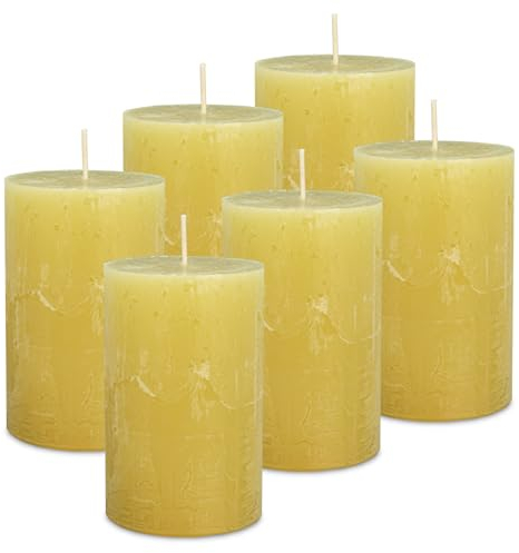 DecoLite: 6 x Stumpenkerzen 110/70 mm Safe Candle Selbstverlöschend. Brenndauer ca. 51 Stunden - 100% made in Germany von Wenzel Kerzen - RAL Zertifiziert (Mimose)